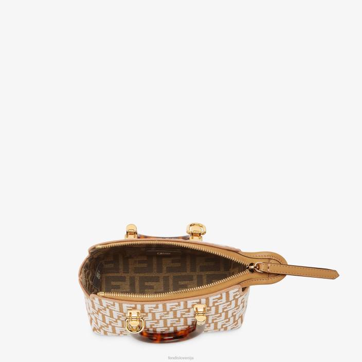 ženske majhna bostonska torbica iz rafije z motivom gobelina ff bela Fendi dodatki Z68L601