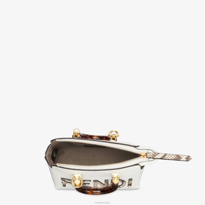 ženske majhna torba iz usnja in elaphe boston bela Fendi dodatki Z68L820