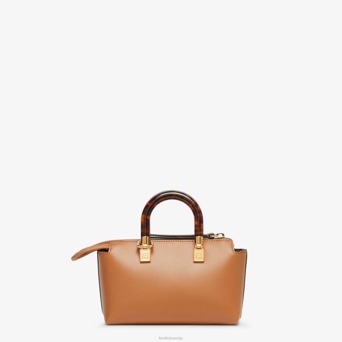 ženske majhna usnjena bostonska torba rjav Fendi dodatki Z68L751