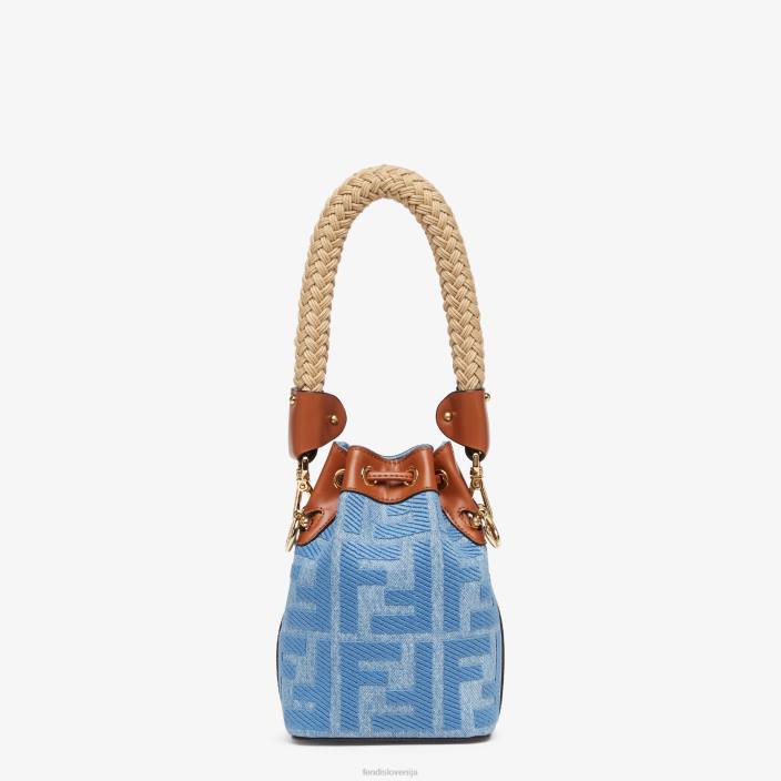 ženske mini torbica iz jeansa z vezenino ff svetlo modra Fendi dodatki Z68L625