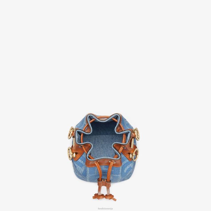ženske mini torbica iz jeansa z vezenino ff svetlo modra Fendi dodatki Z68L625