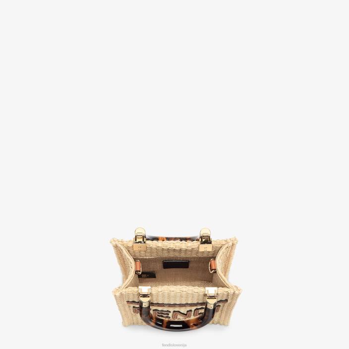 ženske mini torbica iz naravne slame bež Fendi dodatki Z68L641