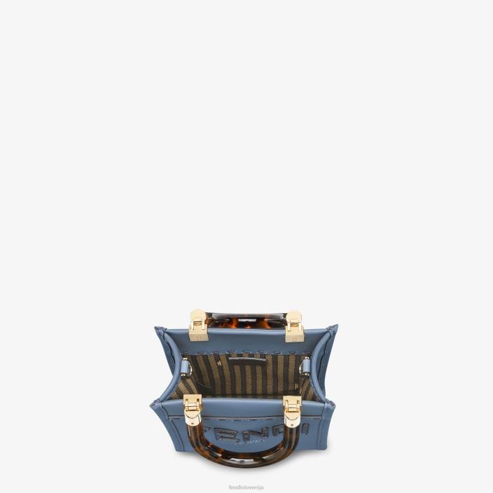 ženske mini torbica iz usnja in elapheja modra Fendi dodatki Z68L768