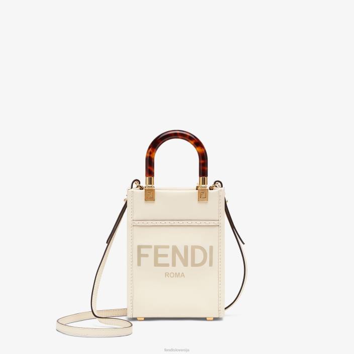ženske usnjena mini torbica sunshine shopper bela Fendi dodatki Z68L854