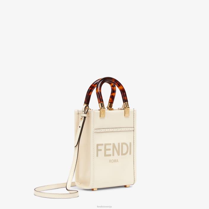 ženske usnjena mini torbica sunshine shopper bela Fendi dodatki Z68L854