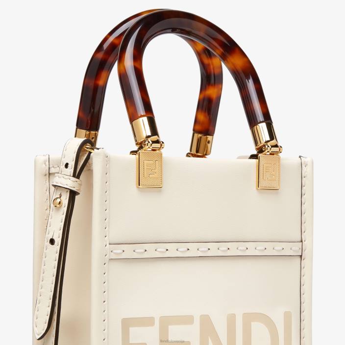 ženske usnjena mini torbica sunshine shopper bela Fendi dodatki Z68L854