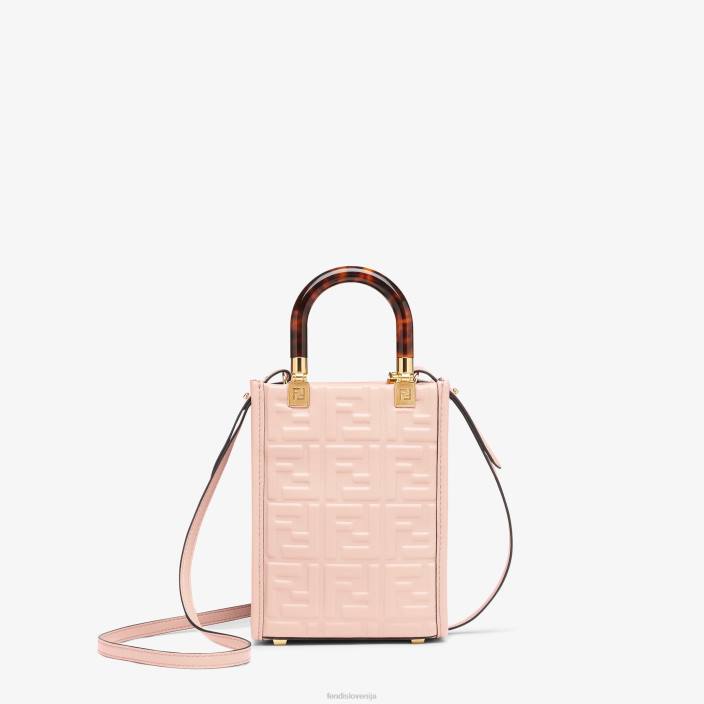 ženske usnjena mini torbica sunshine shopper roza Fendi dodatki Z68L818