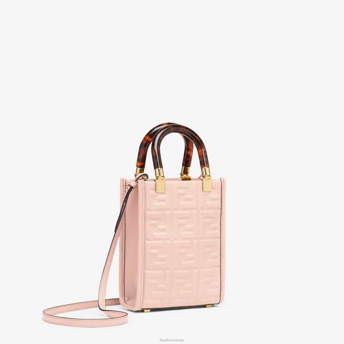 ženske usnjena mini torbica sunshine shopper roza Fendi dodatki Z68L818