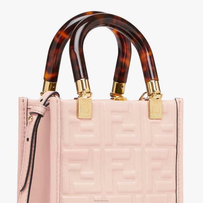 ženske usnjena mini torbica sunshine shopper roza Fendi dodatki Z68L818