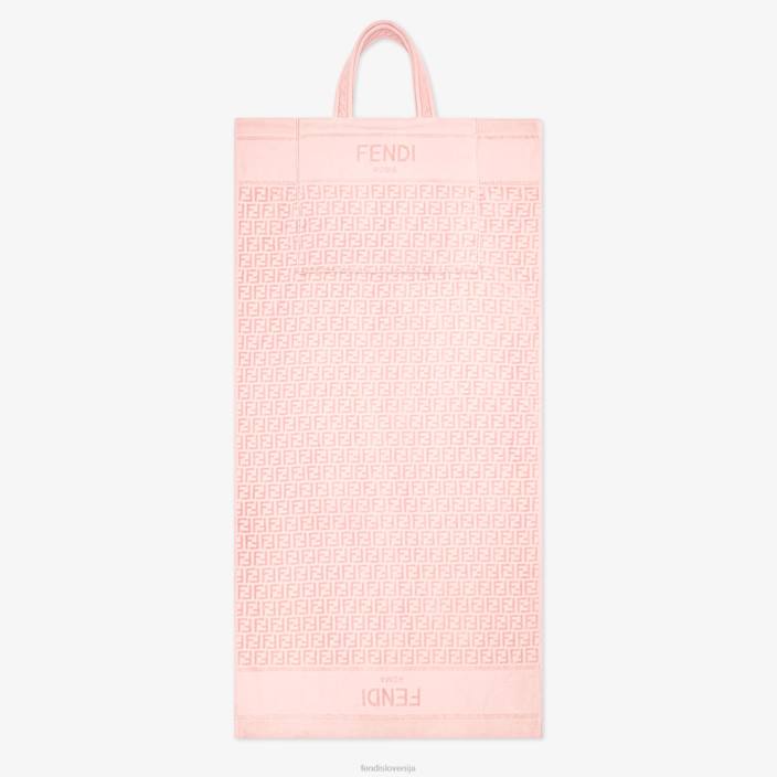 ženske Frotirna brisača za plažo z logotipom, ki se spremeni v torbo roza Fendi dodatki Z68L2914