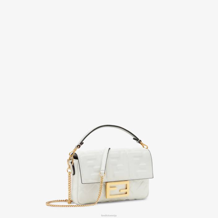 ženske baguette mini usnjena torbica bela Fendi dodatki Z68L762