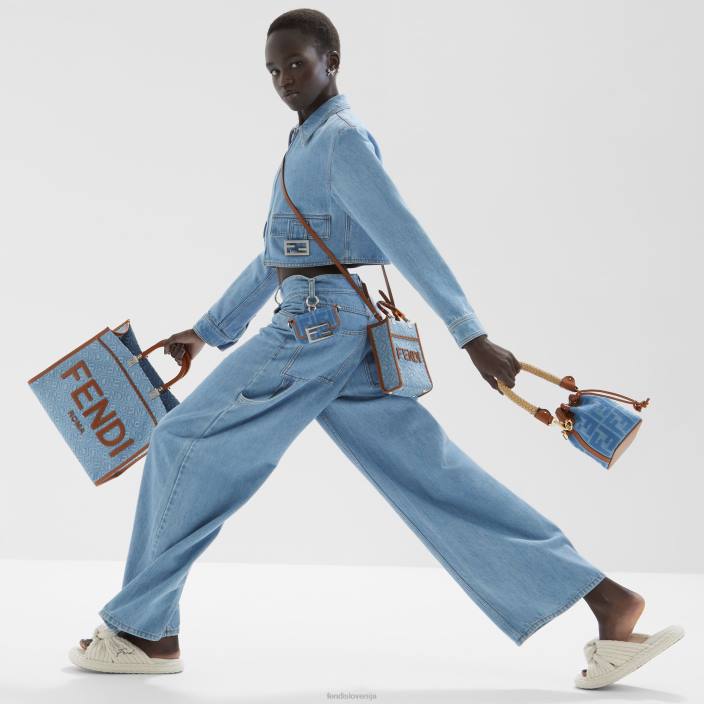 ženske denim nakupovalna torba svetlo modra Fendi dodatki Z68L624
