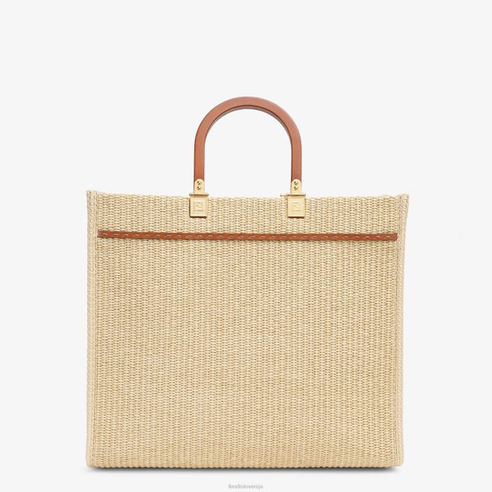 ženske kupec iz naravne slame bež Fendi dodatki Z68L594