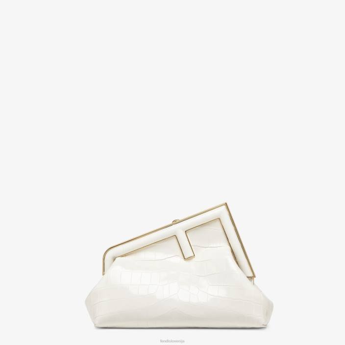 ženske laka torba iz krokodiljega usnja bela Fendi dodatki Z68L907
