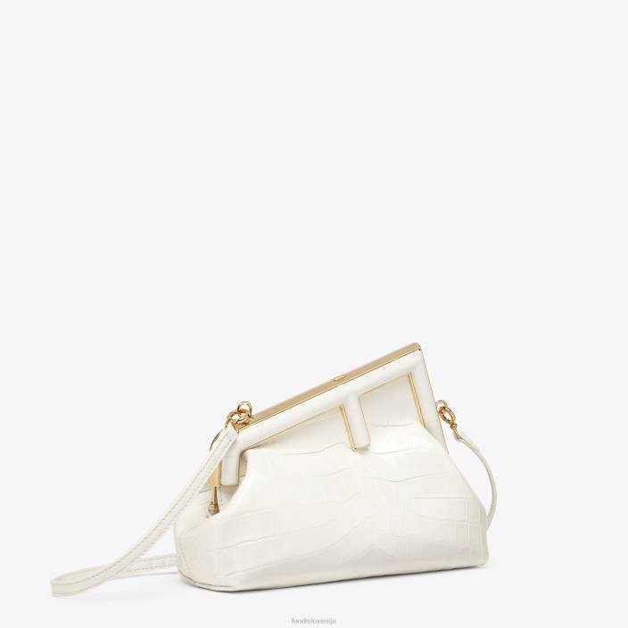 ženske laka torba iz krokodiljega usnja bela Fendi dodatki Z68L907