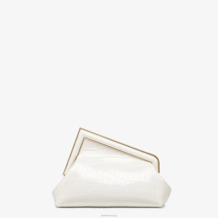 ženske laka torba iz krokodiljega usnja bela Fendi dodatki Z68L907