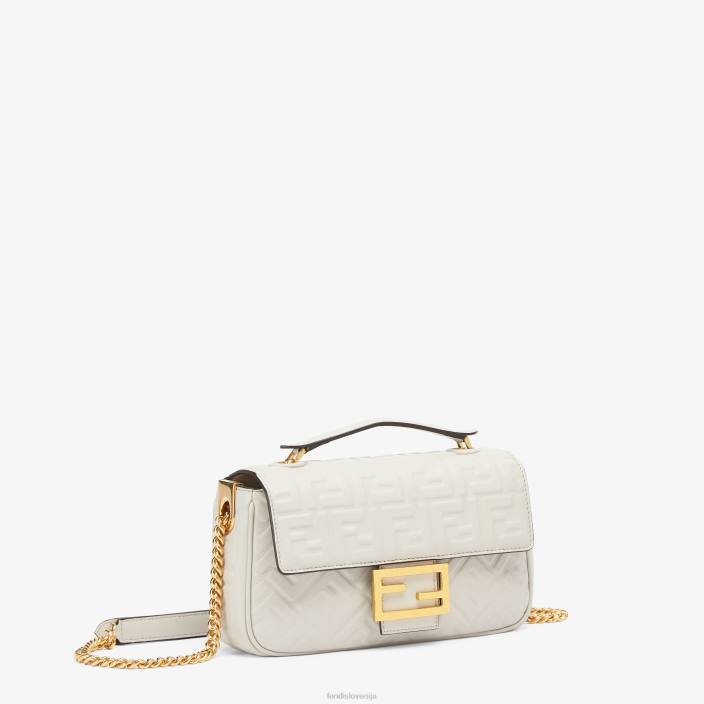 ženske midi usnjena torba z verižico baguette siva Fendi dodatki Z68L861