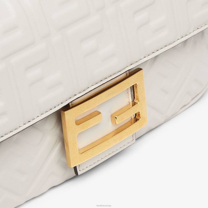 ženske midi usnjena torba z verižico baguette siva Fendi dodatki Z68L861