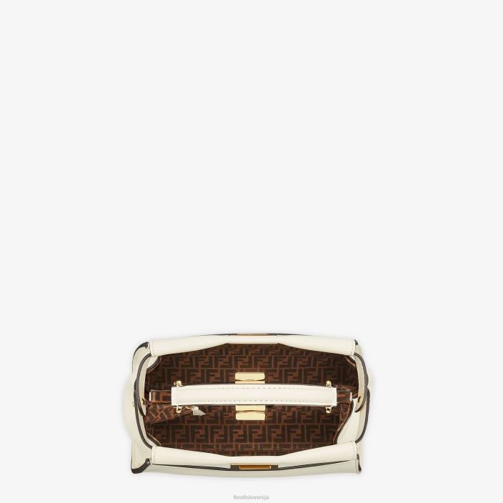 ženske mini usnjena torbica peekaboo bela Fendi dodatki Z68L916