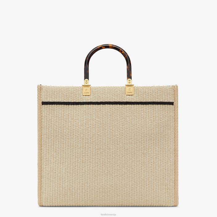 ženske naravni slamnati kupec Črna Fendi dodatki Z68L896