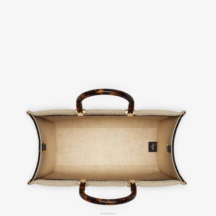 ženske naravni slamnati kupec Črna Fendi dodatki Z68L896