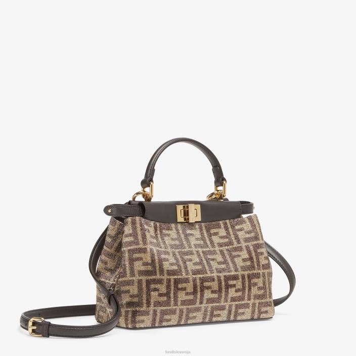 ženske perlasta torbica z dvobarvnim ff motivom rjav Fendi dodatki Z68L608