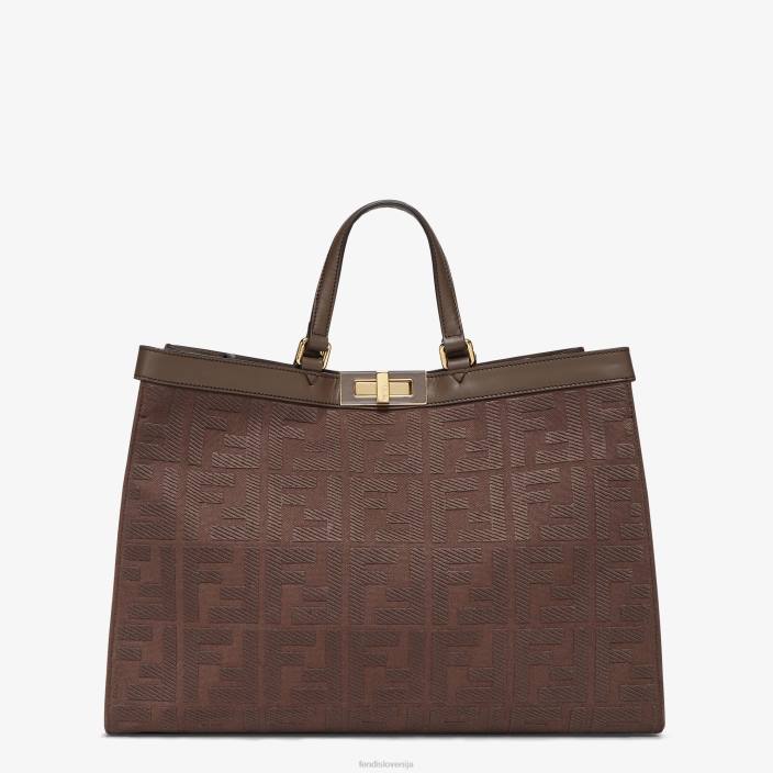 ženske platno shopper z ff vezenino rjav Fendi dodatki Z68L754
