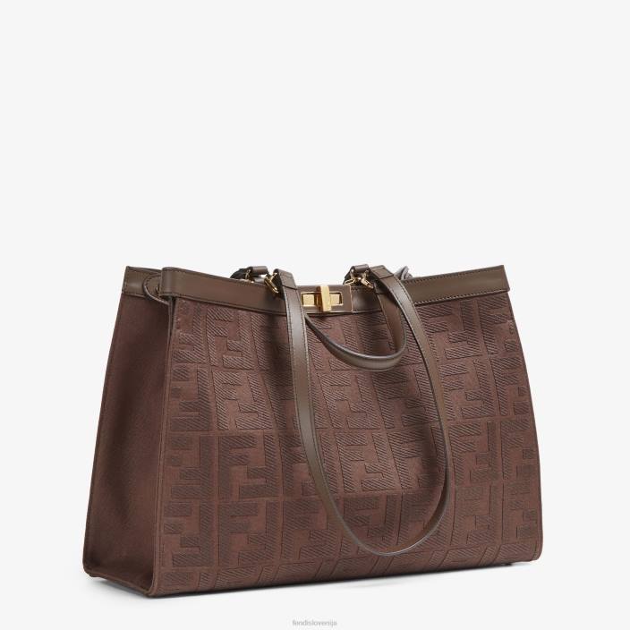 ženske platno shopper z ff vezenino rjav Fendi dodatki Z68L754