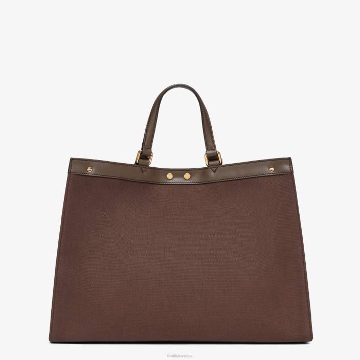 ženske platno shopper z ff vezenino rjav Fendi dodatki Z68L754