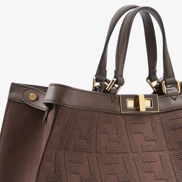 ženske platno shopper z ff vezenino rjav Fendi dodatki Z68L754