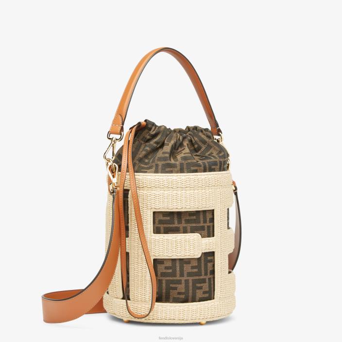 ženske torba iz naravne slame in ff blaga bež Fendi dodatki Z68L604