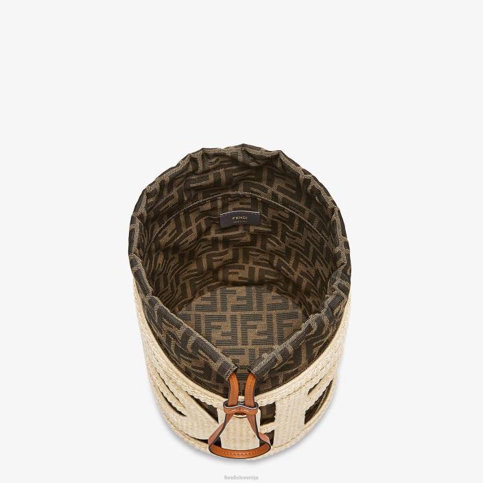 ženske torba iz naravne slame in ff blaga bež Fendi dodatki Z68L604