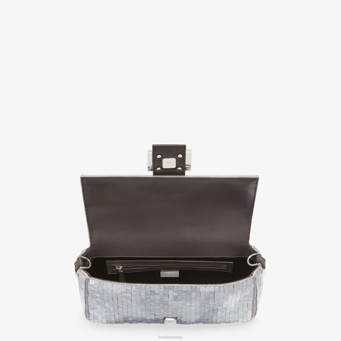 ženske torba za ponovno izdajo z bleščicami v barvi aluminija srebro Fendi dodatki Z68L795