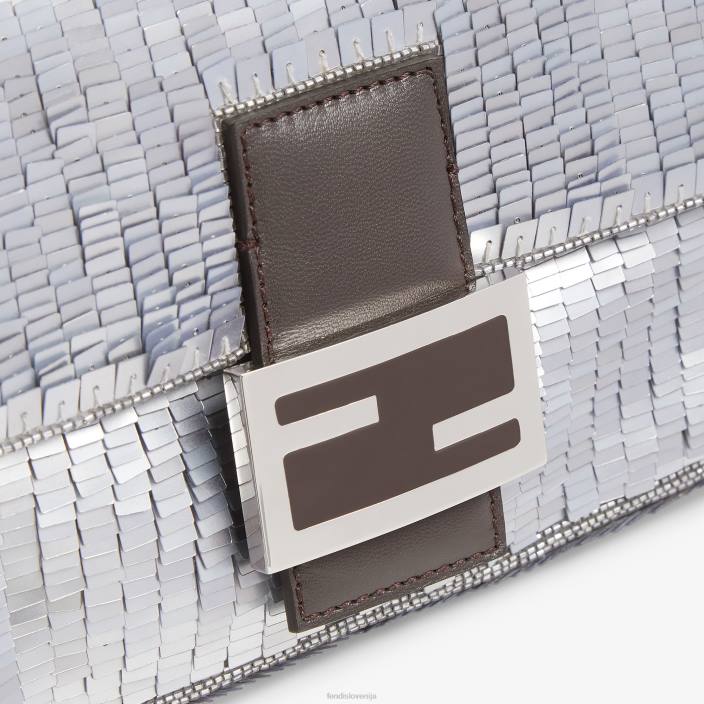 ženske torba za ponovno izdajo z bleščicami v barvi aluminija srebro Fendi dodatki Z68L795
