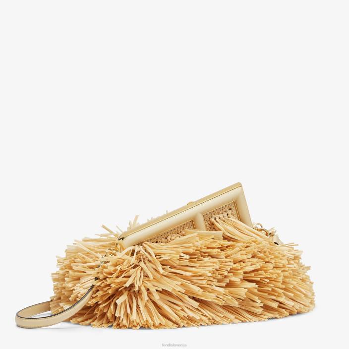 ženske torbica z resicami naravne rafije bež Fendi dodatki Z68L671