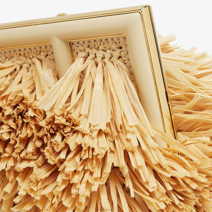 ženske torbica z resicami naravne rafije bež Fendi dodatki Z68L671