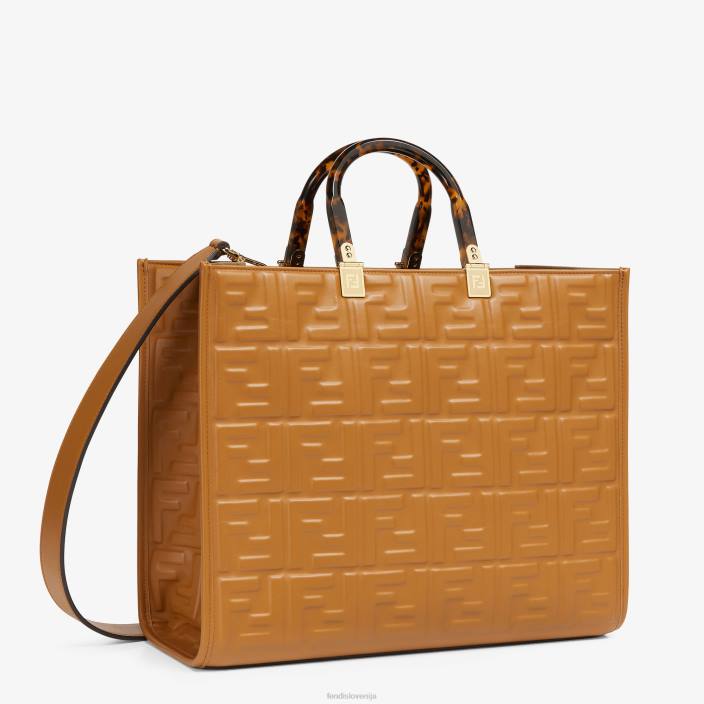 ženske usnjen shoper z motivom ff rjav Fendi dodatki Z68L758