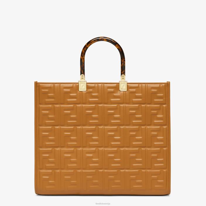 ženske usnjen shoper z motivom ff rjav Fendi dodatki Z68L758