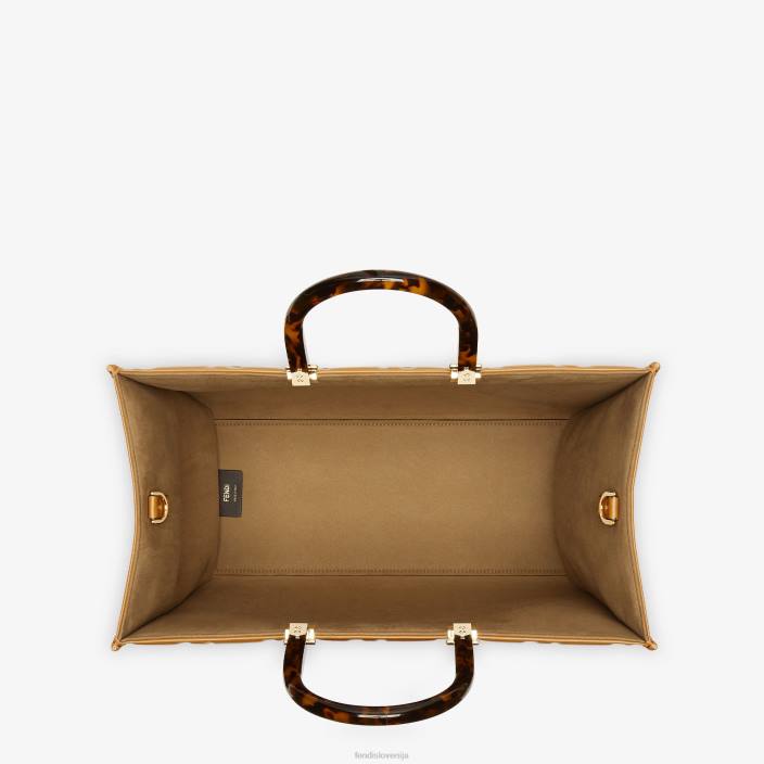 ženske usnjen shoper z motivom ff rjav Fendi dodatki Z68L758