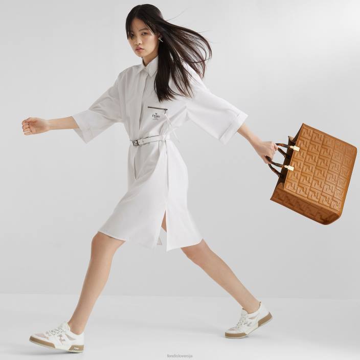 ženske usnjen shoper z motivom ff rjav Fendi dodatki Z68L758