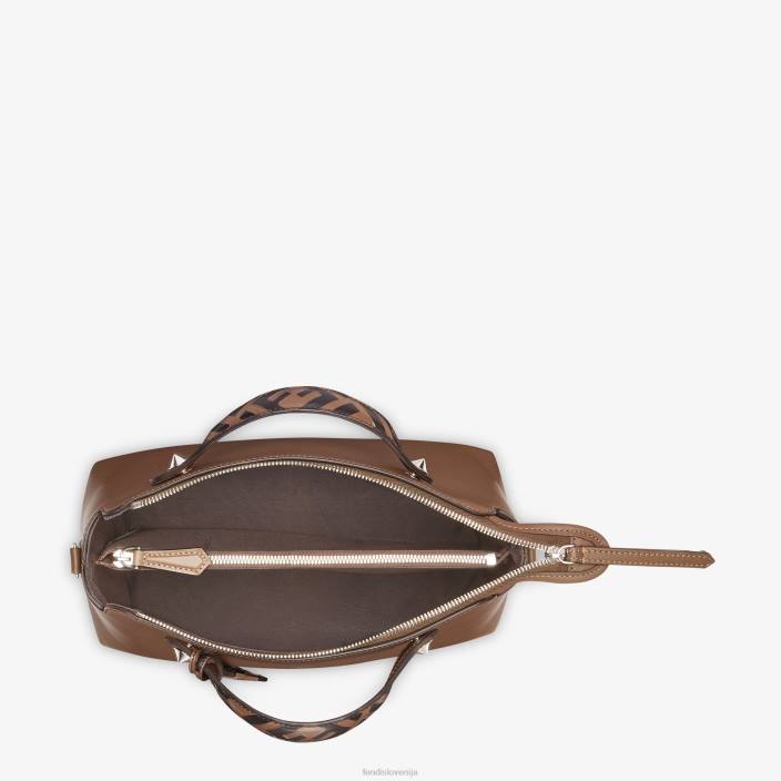 ženske usnjena bostonska torba rjav Fendi dodatki Z68L887