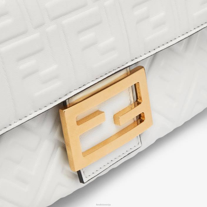 ženske usnjena torba midi nappa z verigo baguette bela Fendi dodatki Z68L763