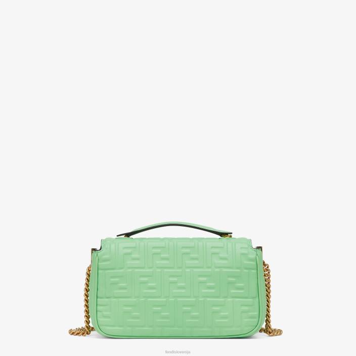 ženske usnjena torba midi nappa z verigo baguette zelena Fendi dodatki Z68L725