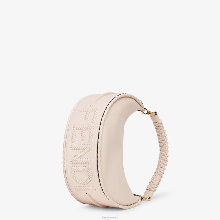 ženske usnjena torba v obliki kamelije z ujemajočim se navojem roza Fendi dodatki Z68L554