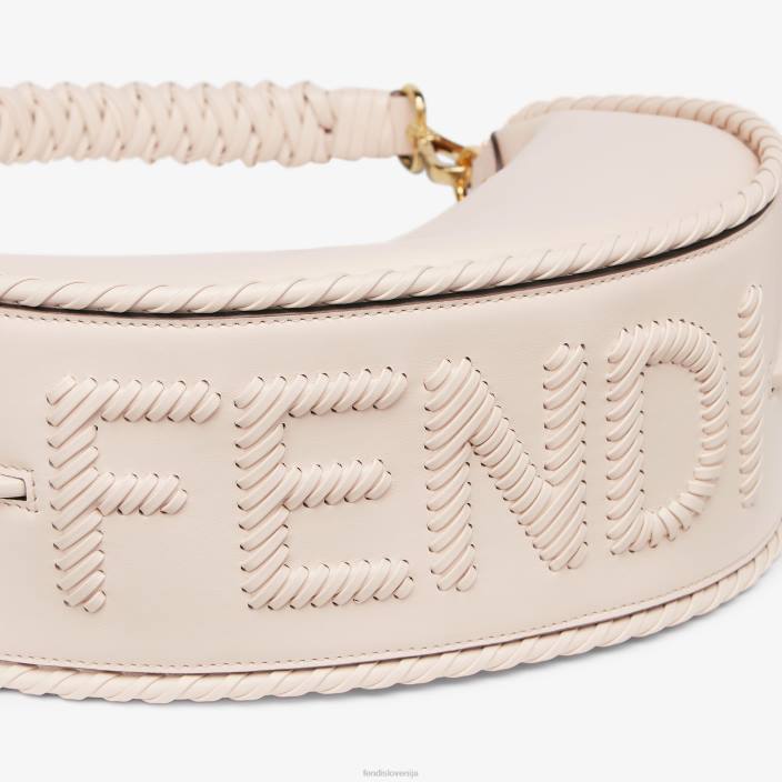 ženske usnjena torba v obliki kamelije z ujemajočim se navojem roza Fendi dodatki Z68L554